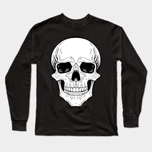 graphic drawing of a skull, black and white illustration Long Sleeve T-Shirt